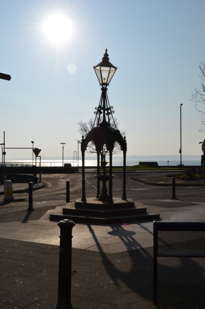 Carrikfergus Village Square in the bright sunshine